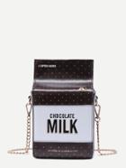 Romwe Chocolate Milk Brown Pu Drink Bag With Chain Strap