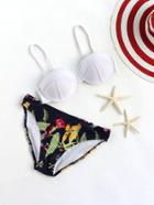 Romwe Floral Print Mix & Match Sexy Bikini Set