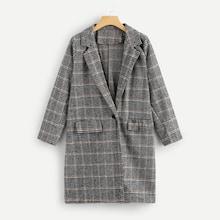 Romwe Single Button Houndstooth Tweed Outerwear