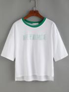 Romwe Contrast Green Neck High Low T-shirt