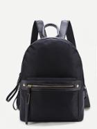 Romwe Metal Detail Front Zipper Backpack