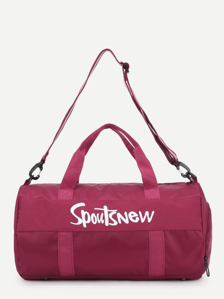 Romwe Slogan Print Nylon Gym Bag