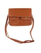 Romwe Brown Pu Leather Clutch Handbag