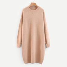 Romwe Solid Drop Shoulder Sweater Dress