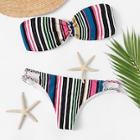 Romwe Braided Detail Random Striped Bikini Set