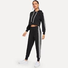 Romwe Plaid Hoodie With Pants