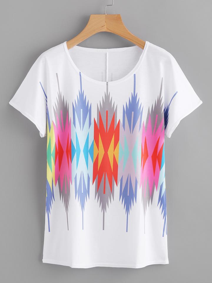 Romwe Geometric Print Tee