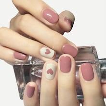 Romwe Heart Pattern Fake Nails 24pcs