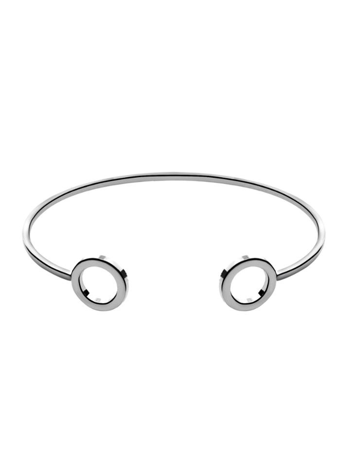 Romwe Silver Plated Geometric Smooth Design Open Bangle