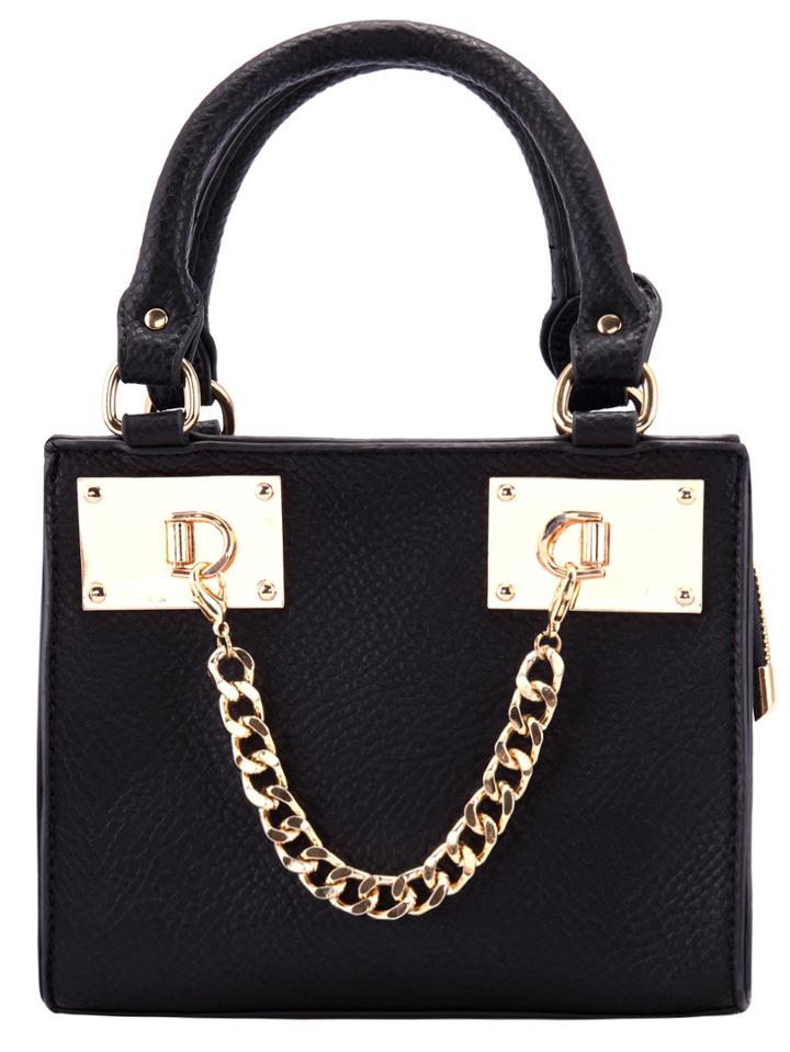 Romwe Black Chain Embellished Pu Bag