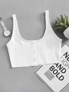 Romwe Single Breasted Ribbed Top