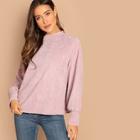 Romwe Zip Back Drop Shoulder Corduroy Pullover