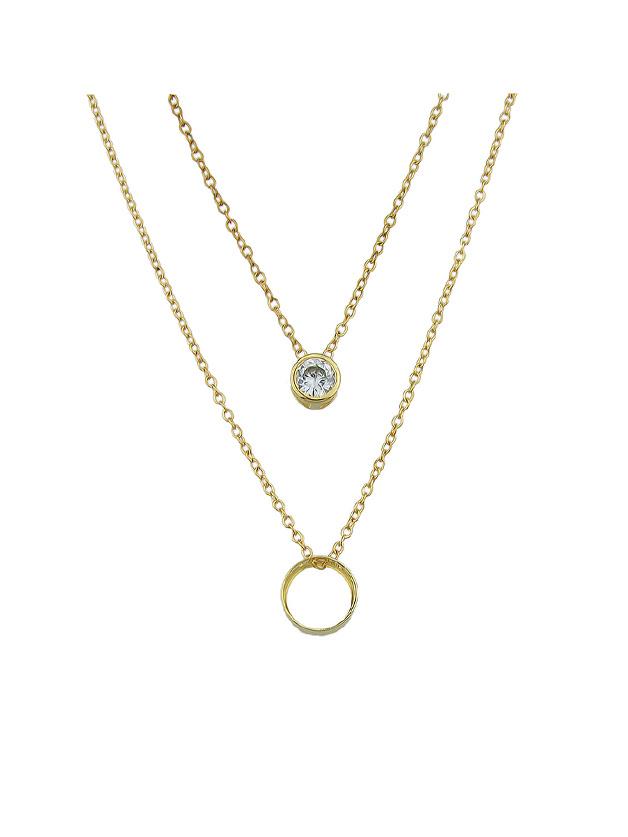 Romwe Gold Simple Pendant Multi-layer Necklace