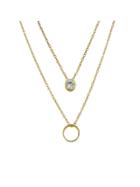 Romwe Gold Simple Pendant Multi-layer Necklace