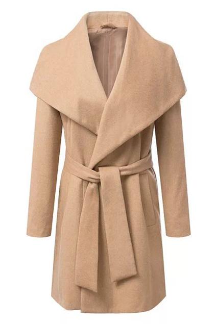 Romwe Self-tie Sheer Khaki Coat