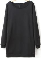 Romwe Black Long Sleeve Wing Print Loose Sweatshirt