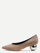 Romwe Apricot Pointed Toe Spherical Heels