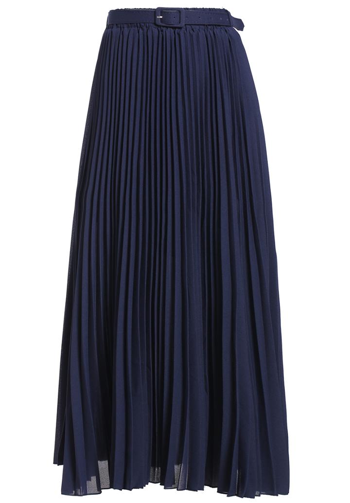 Romwe Pleated Chiffon Blue Skirt