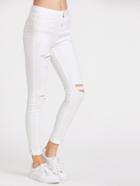 Romwe 5 Pocket Ripped Skinny Jeans