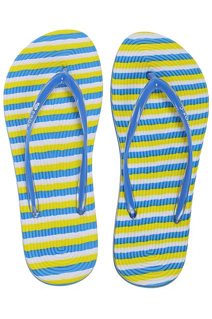 Romwe Striped Print Blue Flip Flops