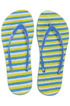 Romwe Striped Print Blue Flip Flops