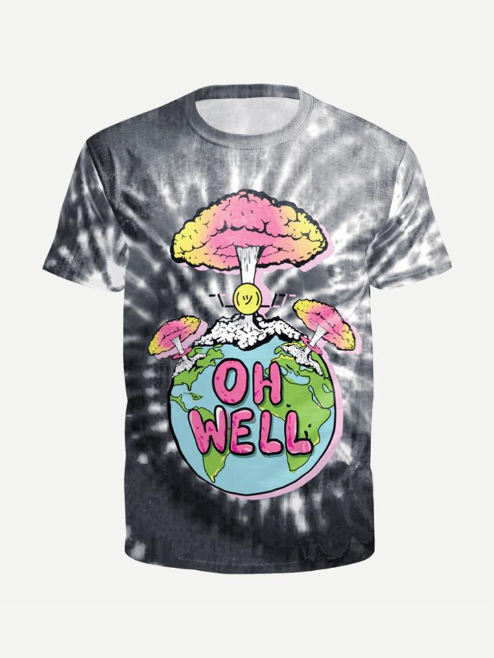 Romwe Men Mushroom Print Tee