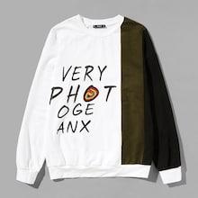 Romwe Guys Cut-and-sew Letter Print Sweatshirt