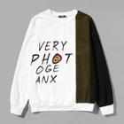 Romwe Guys Cut-and-sew Letter Print Sweatshirt