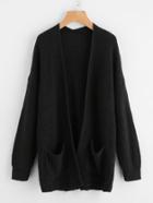 Romwe Drop Shoulder Pocket Front Sweater Coat
