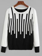 Romwe Black And White Striped Sweater