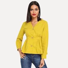 Romwe Button Up Peplum Coat