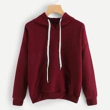 Romwe Kangaroo Pocket Slogan Drawstring Hoodie