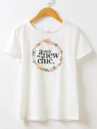 Romwe Letter Print Embroidered Tee