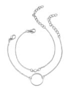 Romwe Rhinestone Detail Chain Bracelet Set 2pcs