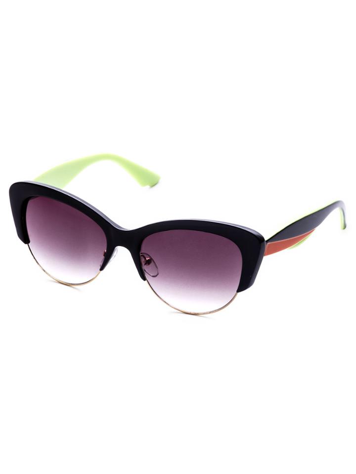 Romwe Purple Lens Open Chunky Frame Orange Arm Sunglasses