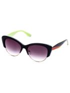 Romwe Purple Lens Open Chunky Frame Orange Arm Sunglasses