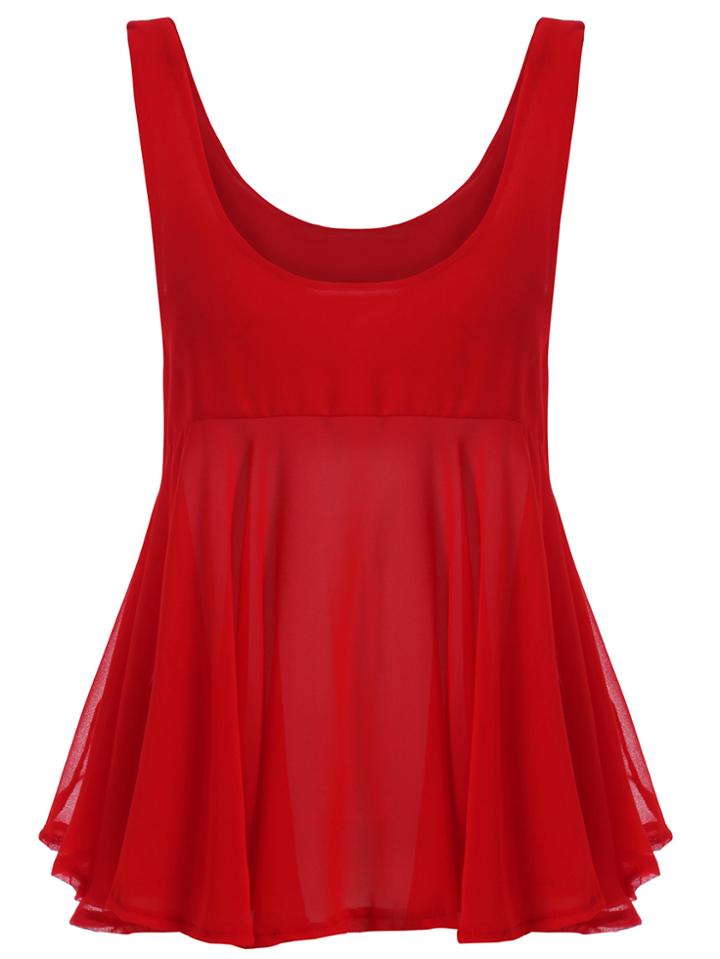 Romwe Scoop Neck Chiffon Tank Top
