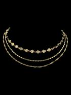 Romwe Gold Carved Necklace Three Groups
