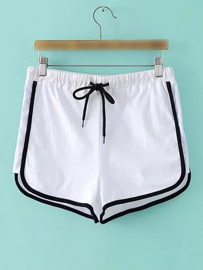 Romwe White Elastic Waist Sport Shorts