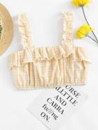 Romwe Ruffle Trim Paid Crop Top