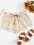 Romwe Drawstring Waist Knit Shorts
