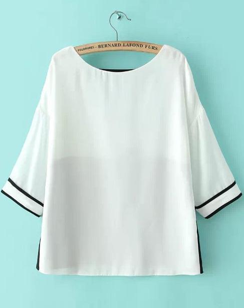 Romwe White Half Sleeve Backless Loose Blouse