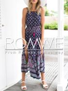 Romwe Navy Strap Backless Aztec Print Dress
