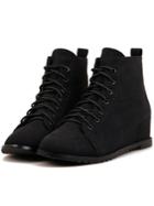 Romwe Black Lace-up Within Higher Boots