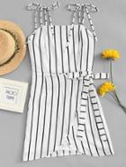 Romwe Striped Knot Side Cami Dress