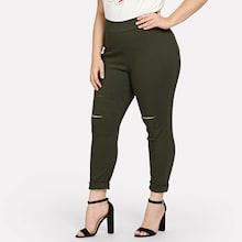 Romwe Plus Cut Out Solid Pants