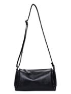 Romwe Embossed Faux Leather Zip Closure Shoulder Bag - Black