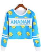 Romwe Round Neck Banana Print Sweatshirt