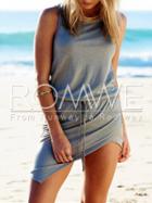 Romwe Grey Sleeveless Asymmetric Bodycon Dress