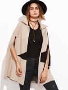 Romwe Colorblock Open Front Poncho Coat